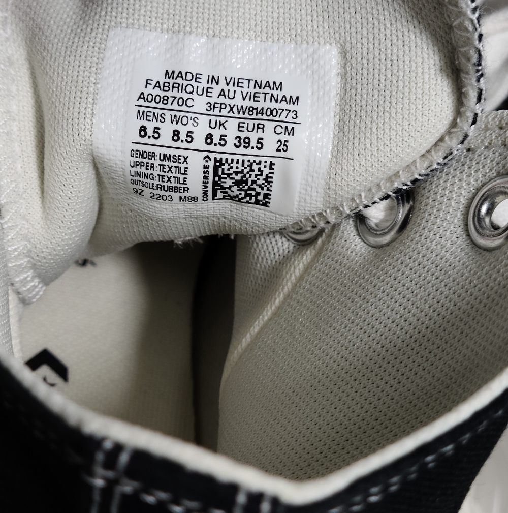 Converse Chuck Taylor All Star High Top Black White Women 8.5 / Men 6.5 - Picture 7 of 7